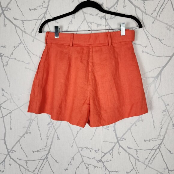 Banana Republic Orange 100% Linen Pleated Front Belted Shorts - Picture 3 of 5